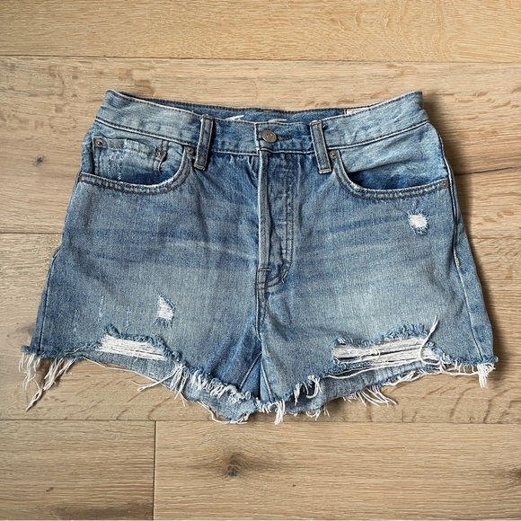 We The Free Pants - Free People We The Free Women Cut Off Jean Mid Rise Shorts Sz 27 Light Blue *Z14